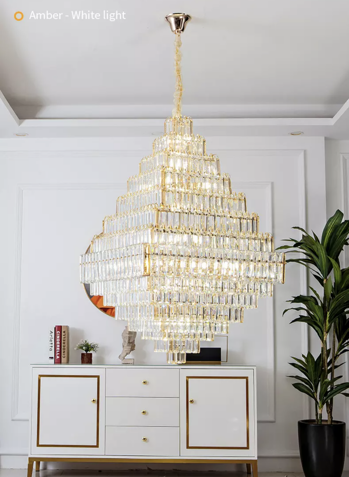 Kacey Odwyer Gold Crystal Chandelier- Smokey Grey / Cognac - Reflect Lighting