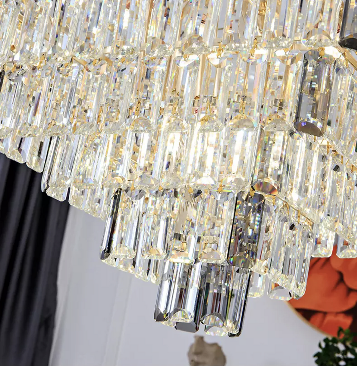 Kacey Odwyer Gold Crystal Chandelier- Smokey Grey / Cognac - Reflect Lighting