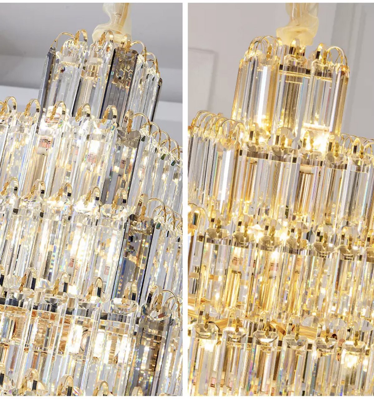 Kacey Odwyer Gold Crystal Chandelier- Smokey Grey / Cognac - Reflect Lighting
