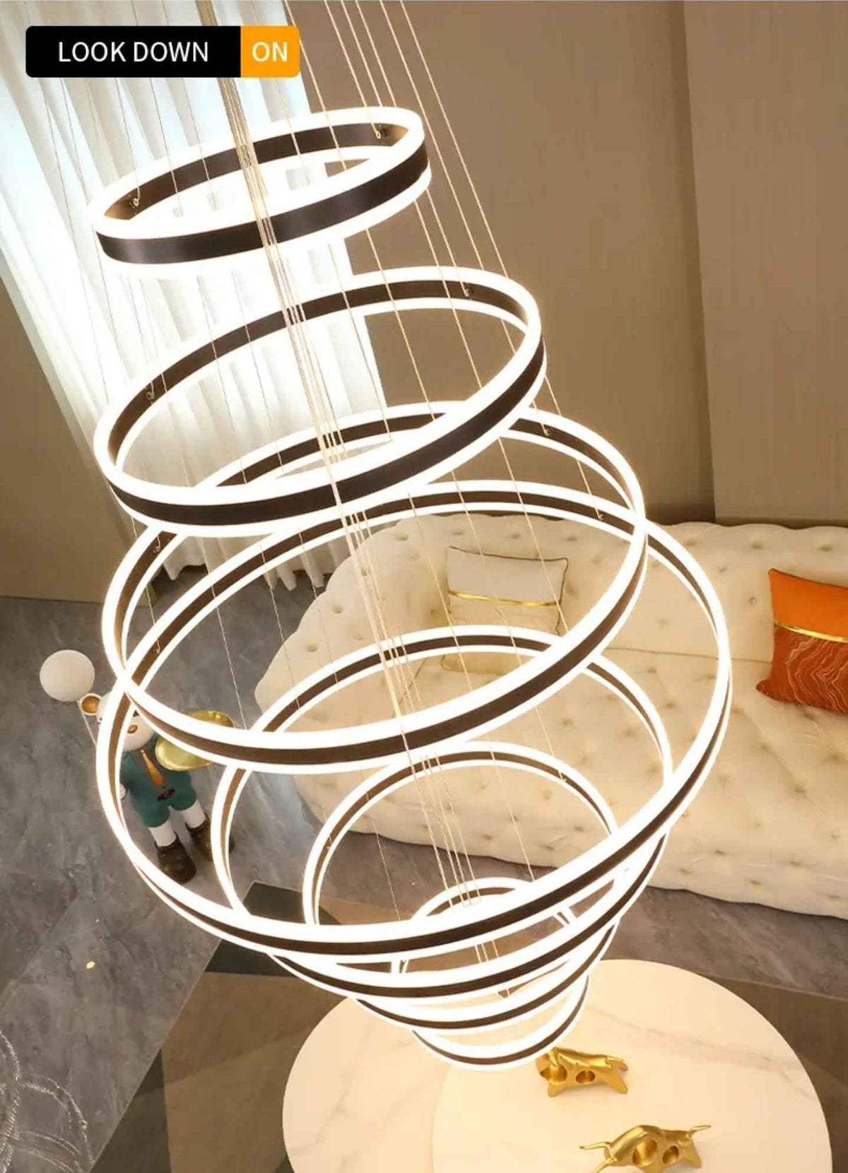 Kronleuchter Anupama 7 rings Gold/Black Chandelier