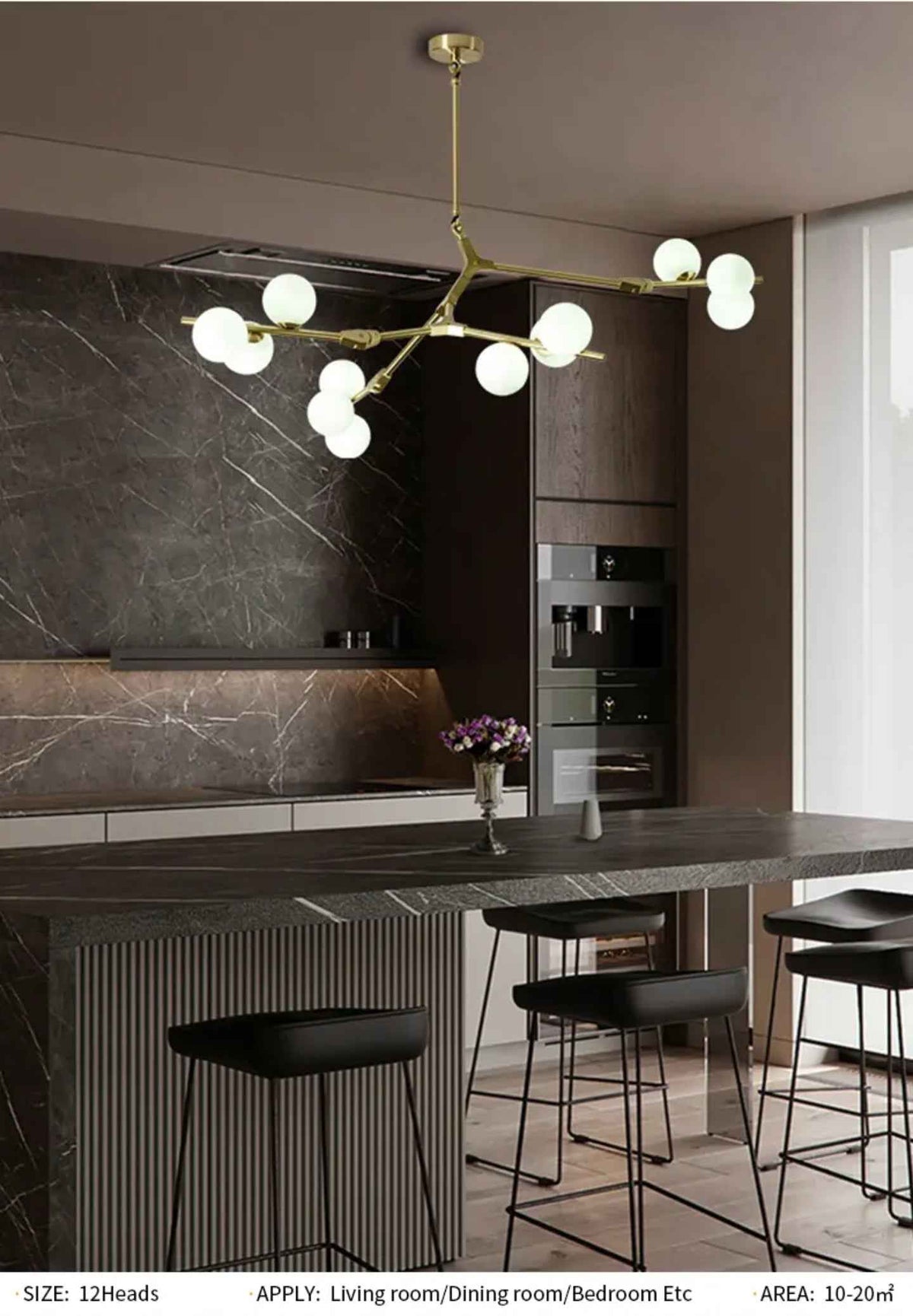 Jativa Tianna Chandelier- Gold/ Black