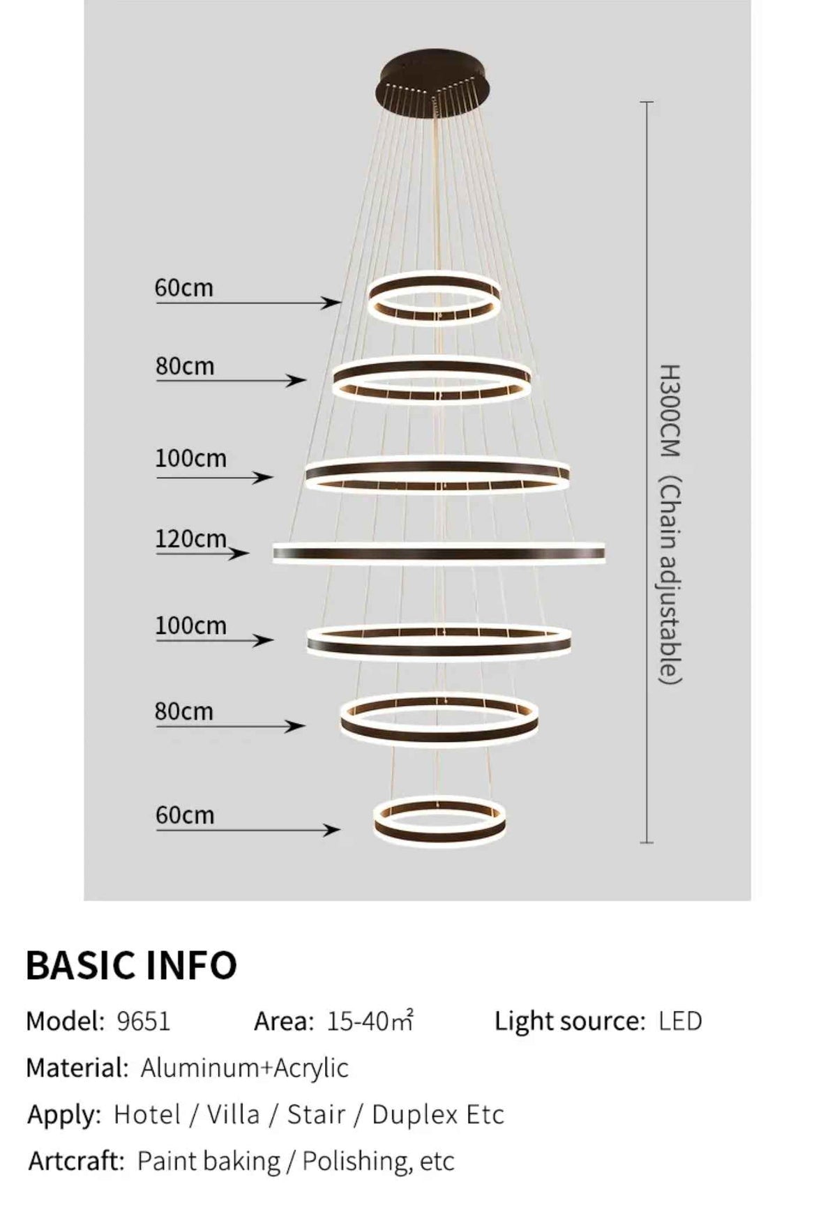 Kronleuchter Anupama 7 rings Gold/Black Chandelier