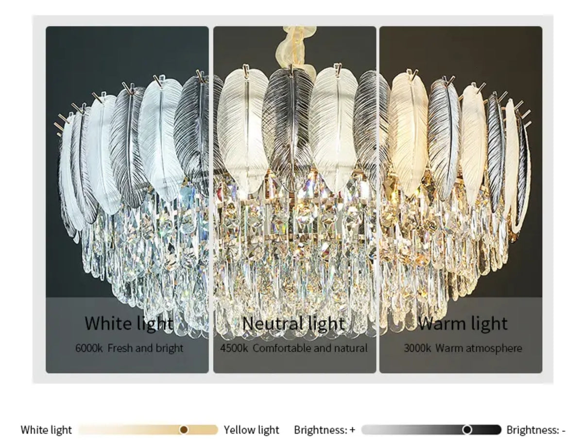Radiara Feather Crystal Gold Chandelier