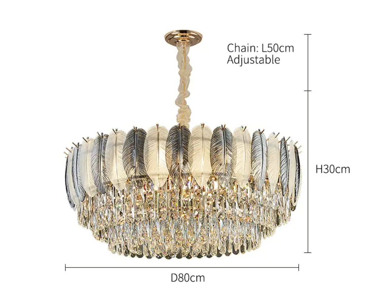 Radiara Feather Crystal Gold Chandelier