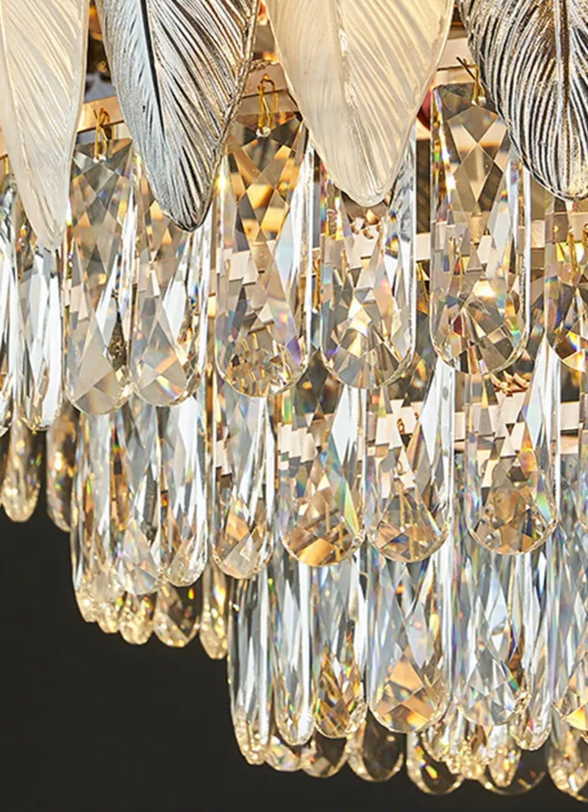 Radiara Feather Crystal Gold Chandelier
