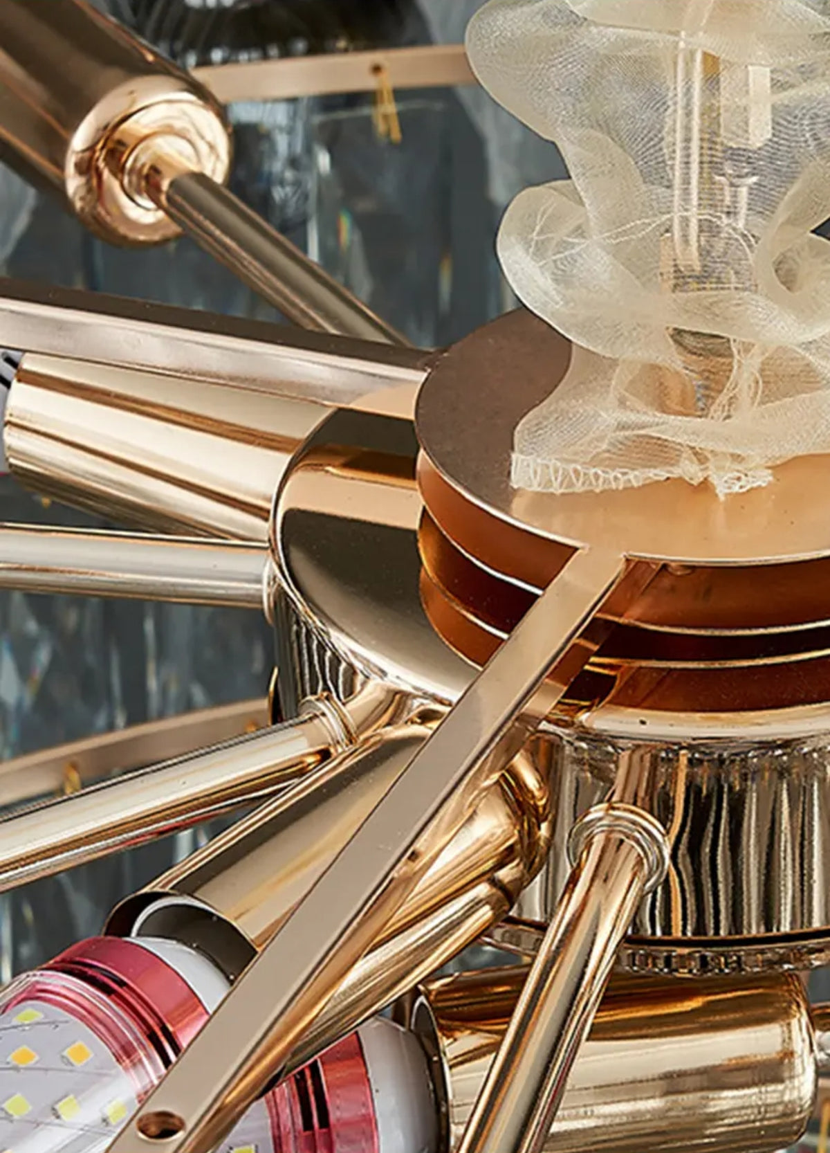 Radiara Feather Crystal Gold Chandelier