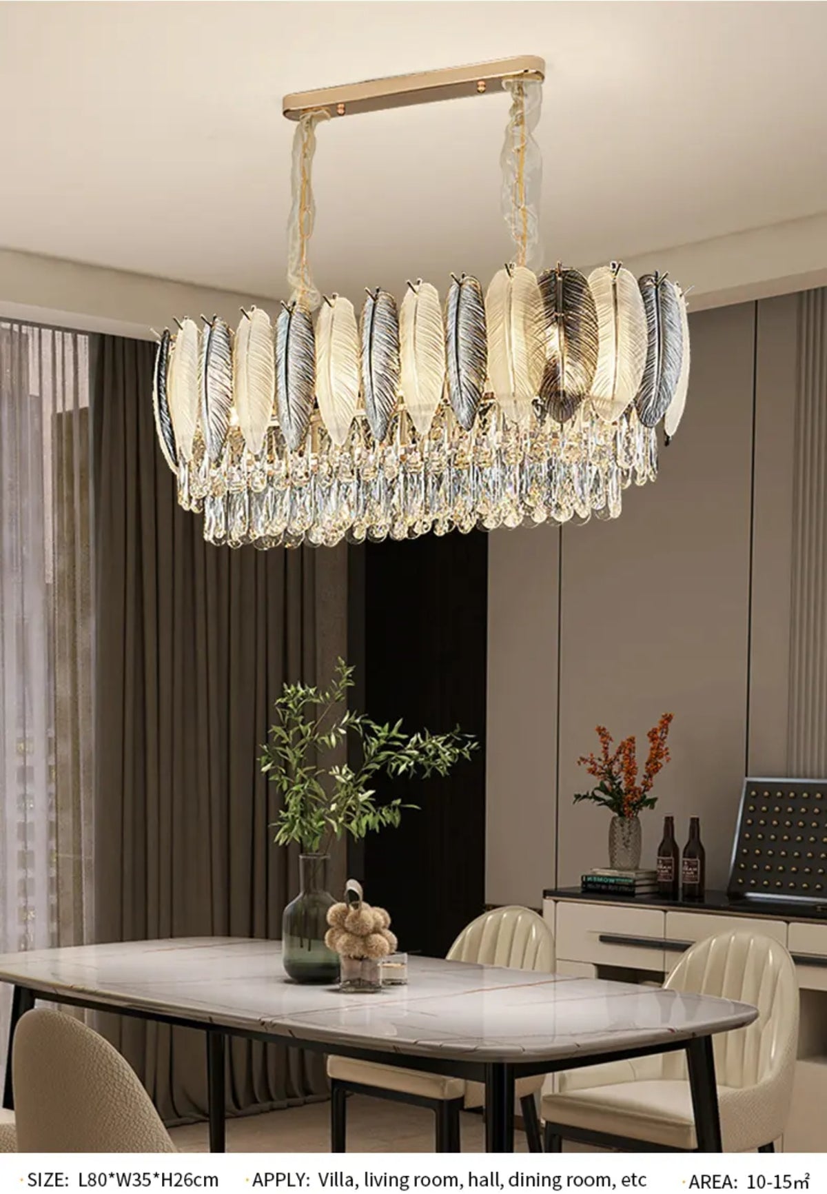 Radiara Feather Crystal Gold Chandelier