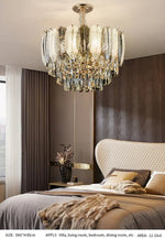 Radiara Feather Crystal Gold Chandelier