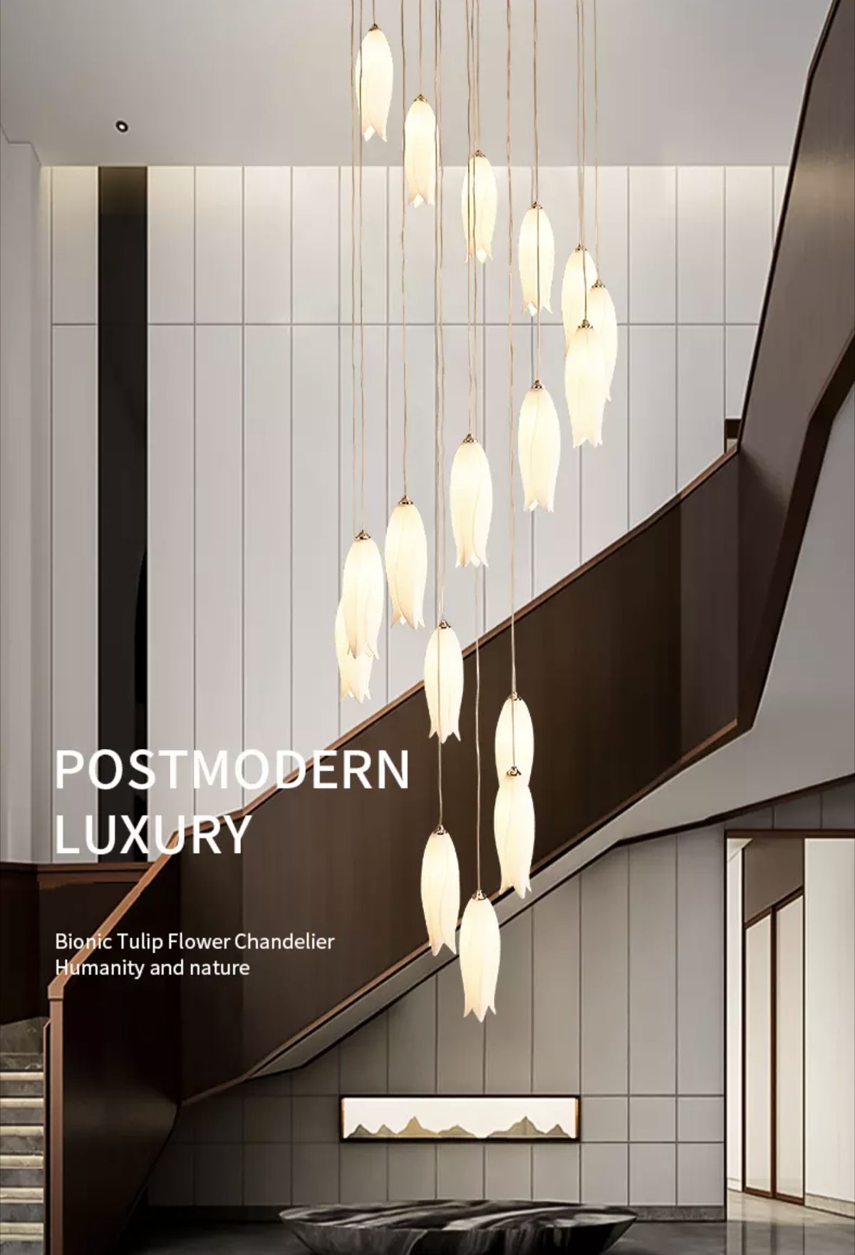 Tulip Flower Staircase Chandelier - Reflect Lighting