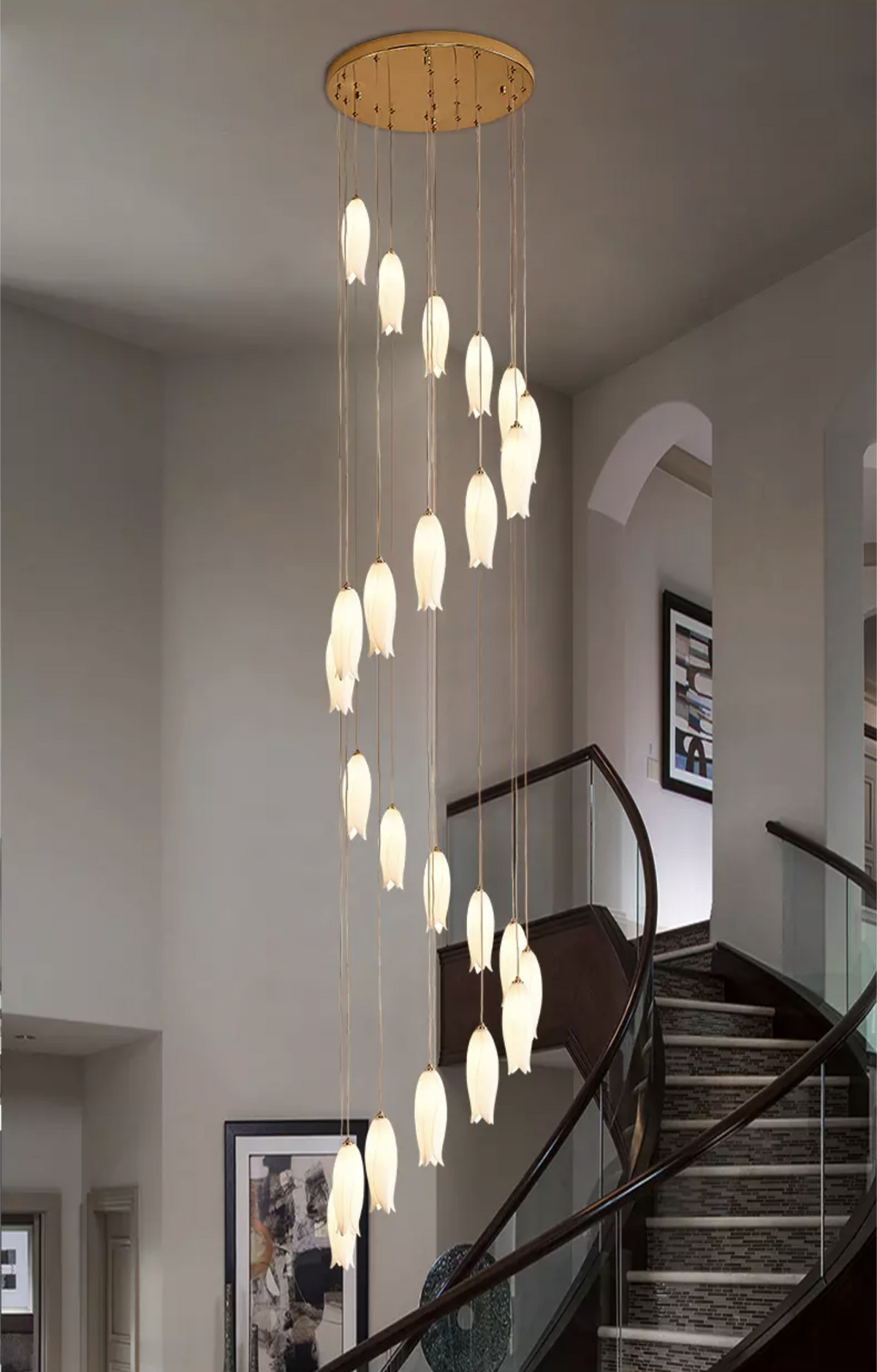 Tulip Flower Staircase Chandelier - Reflect Lighting