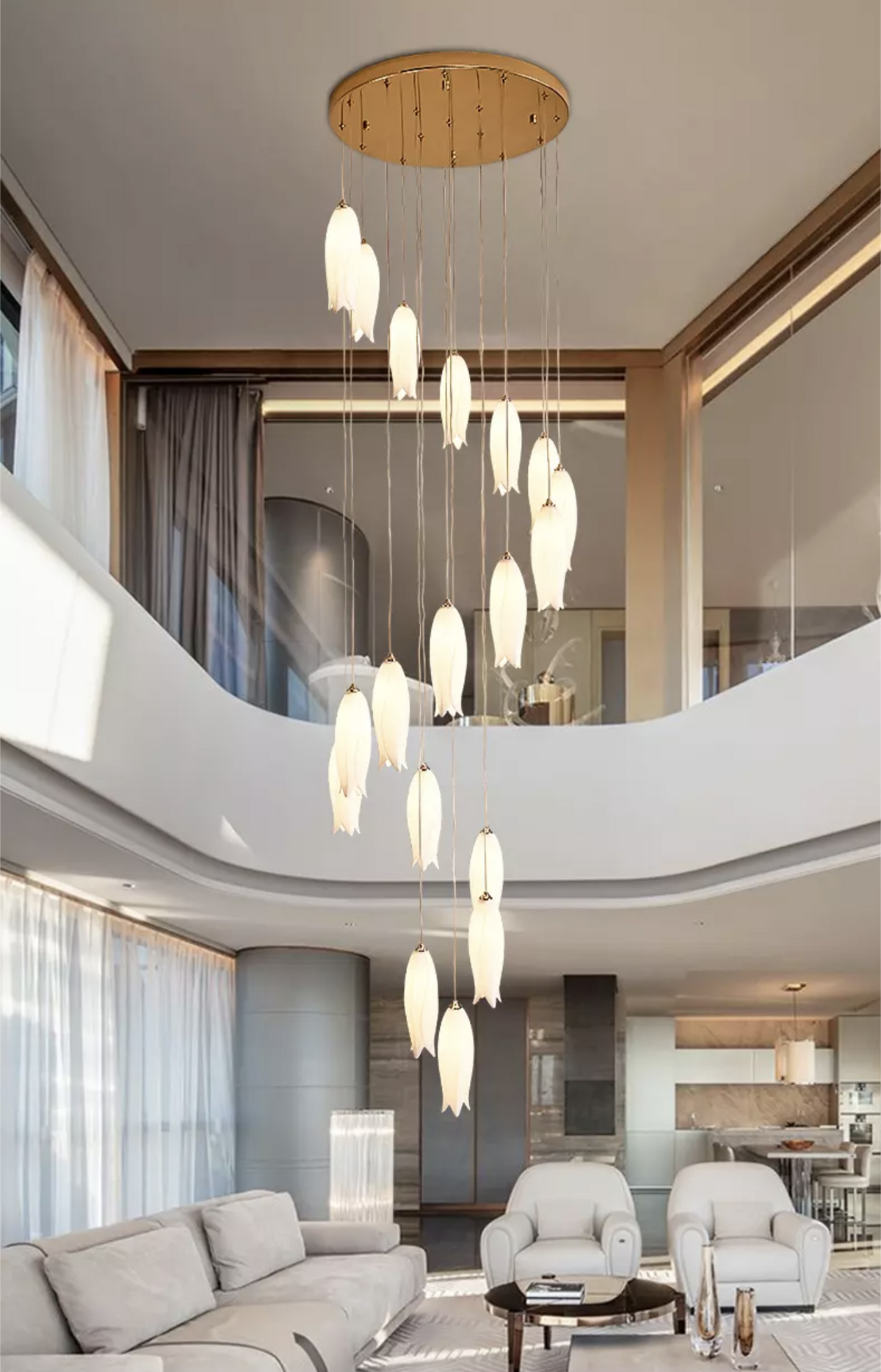 Tulip Flower Staircase Chandelier - Reflect Lighting