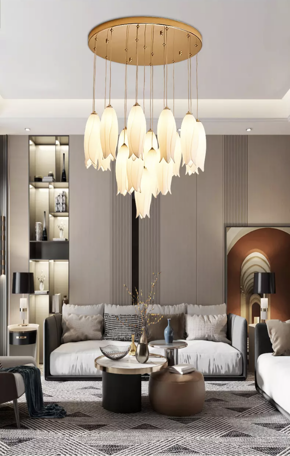 Tulip Flower Staircase Chandelier - Reflect Lighting