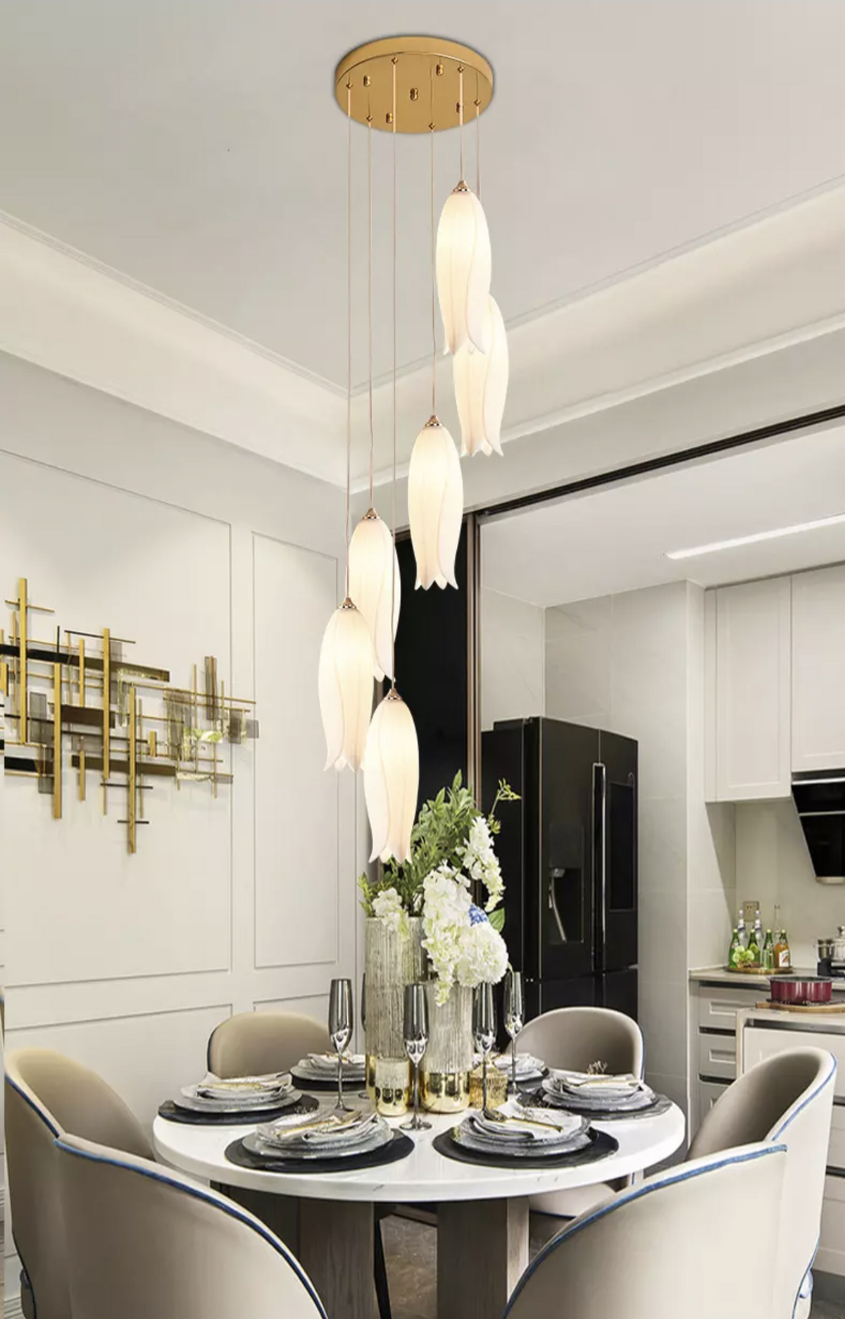 Tulip Flower Staircase Chandelier - Reflect Lighting