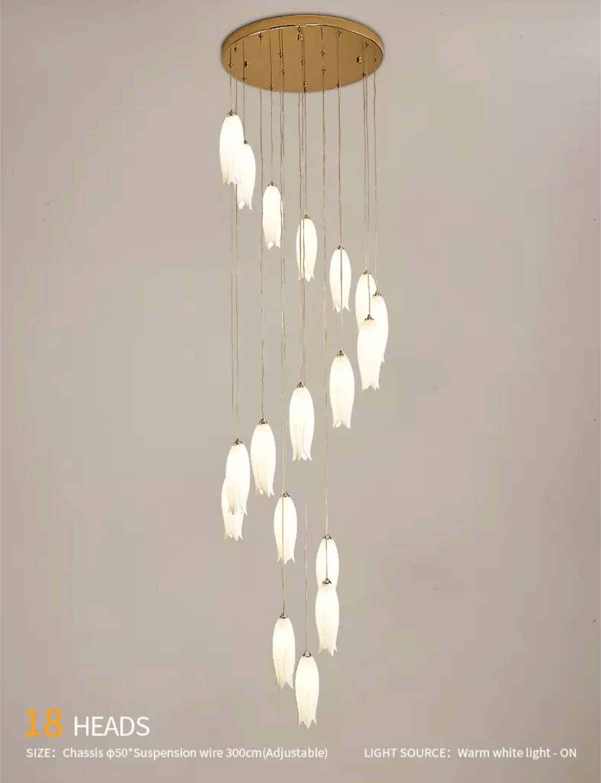 Tulip Flower Staircase Chandelier - Reflect Lighting