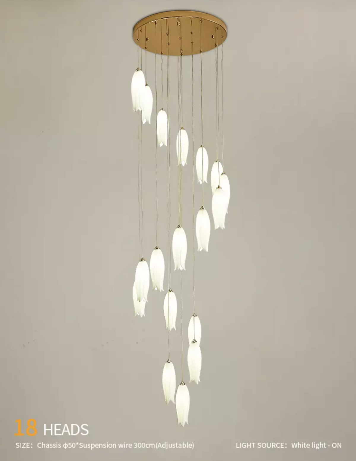 Tulip Flower Staircase Chandelier - Reflect Lighting