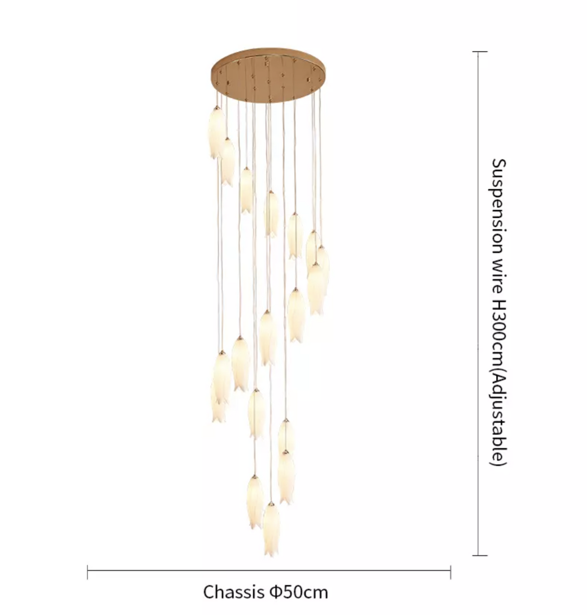 Tulip Flower Staircase Chandelier - Reflect Lighting