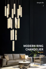 Thierry Vanesa Chrome Crystal Staircase LED Chandelier- 3 Patterns - Reflect Lighting