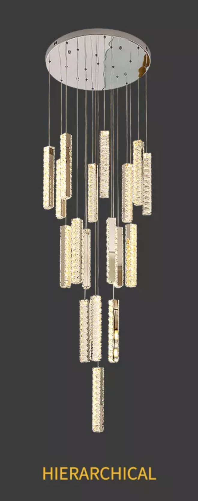 Thierry Vanesa Chrome Crystal Staircase LED Chandelier- 3 Patterns - Reflect Lighting
