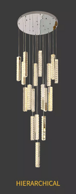 Thierry Vanesa Chrome Crystal Staircase LED Chandelier- 3 Patterns - Reflect Lighting