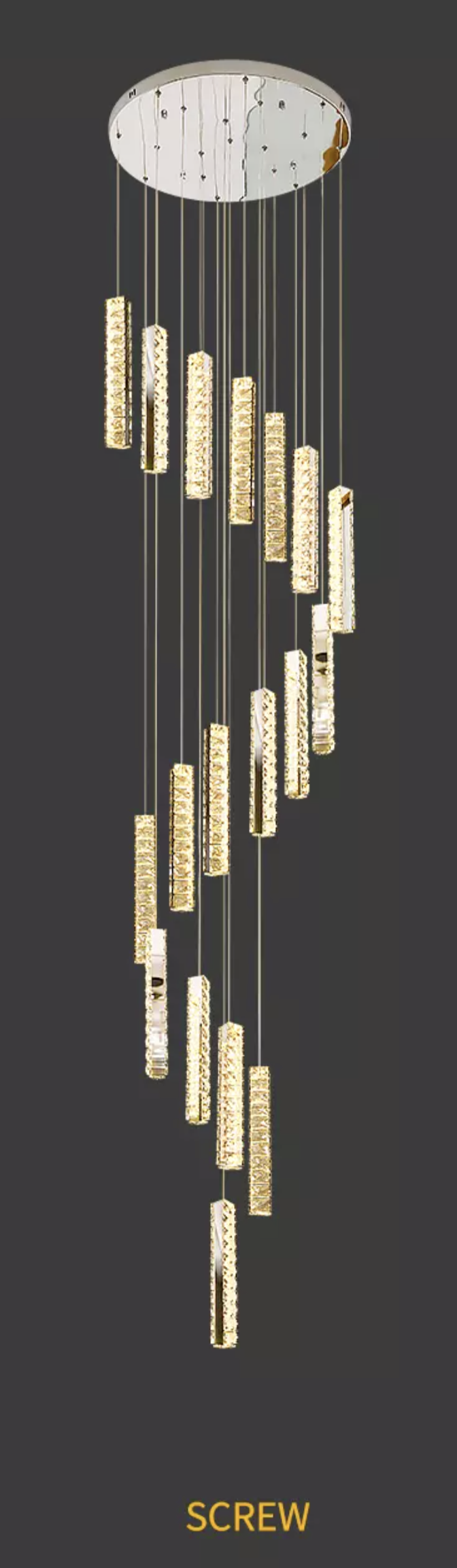 Thierry Vanesa Chrome Crystal Staircase LED Chandelier- 3 Patterns - Reflect Lighting