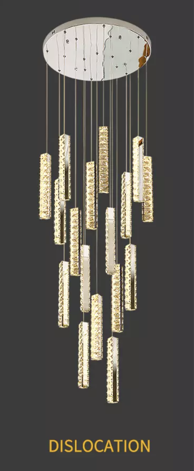 Thierry Vanesa Chrome Crystal Staircase LED Chandelier- 3 Patterns - Reflect Lighting