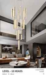 Thierry Vanesa Chrome Crystal Staircase LED Chandelier- 3 Patterns - Reflect Lighting