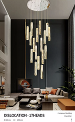 Thierry Vanesa Chrome Crystal Staircase LED Chandelier- 3 Patterns - Reflect Lighting