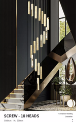 Thierry Vanesa Chrome Crystal Staircase LED Chandelier- 3 Patterns - Reflect Lighting