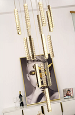 Thierry Vanesa Chrome Crystal Staircase LED Chandelier- 3 Patterns - Reflect Lighting