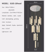 Thierry Vanesa Chrome Crystal Staircase LED Chandelier- 3 Patterns - Reflect Lighting