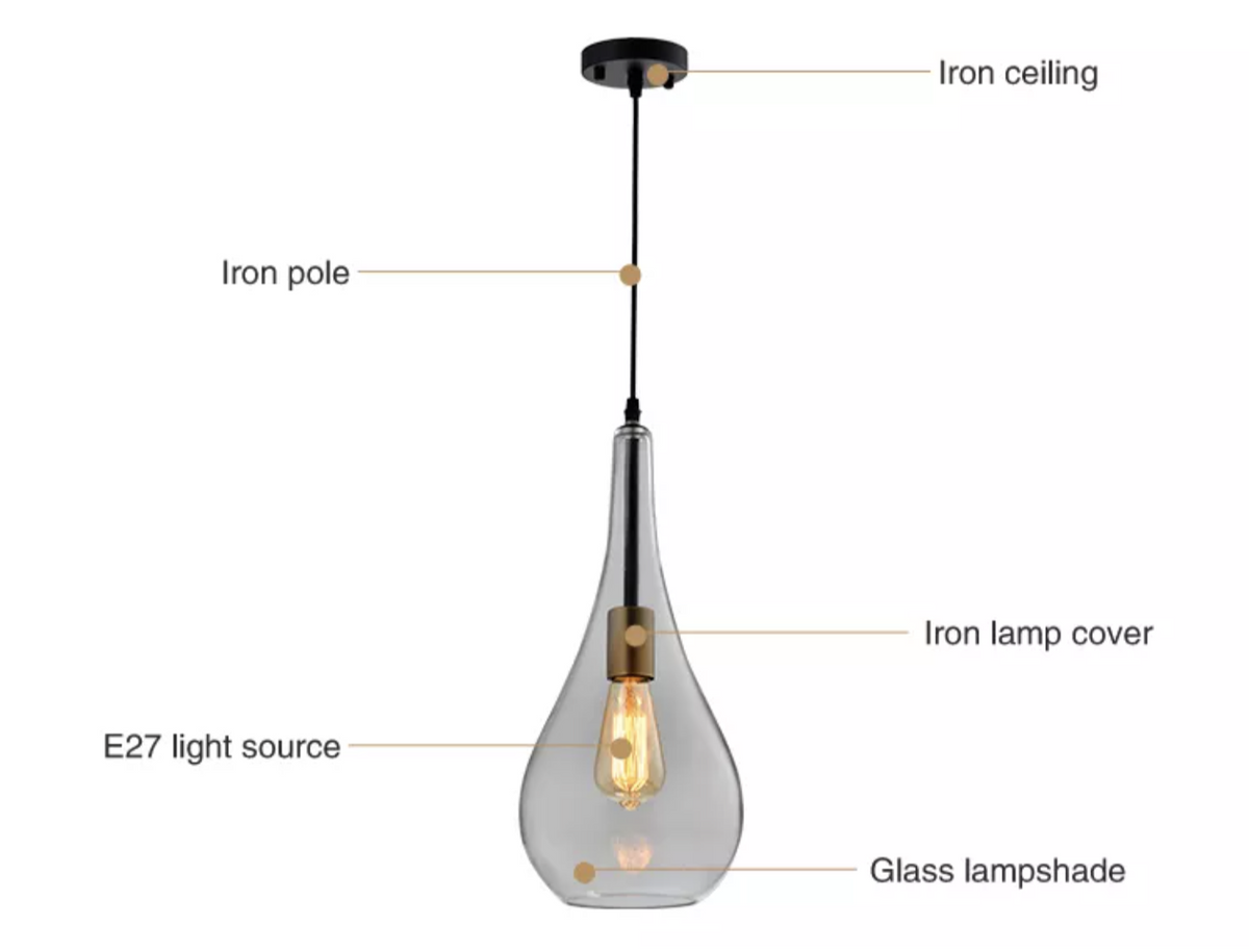 Freya Madrid Pendant Light- Smoky Grey/ Rose Gold/ Clear/ Cognac - Reflect Lighting
