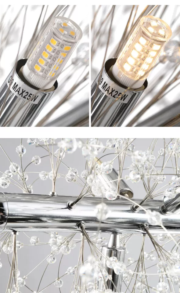 Snowflake Round/Rectangle Dandelion Branch Chandelier- Gold/Chrome/ Rose Gold - Reflect Lighting