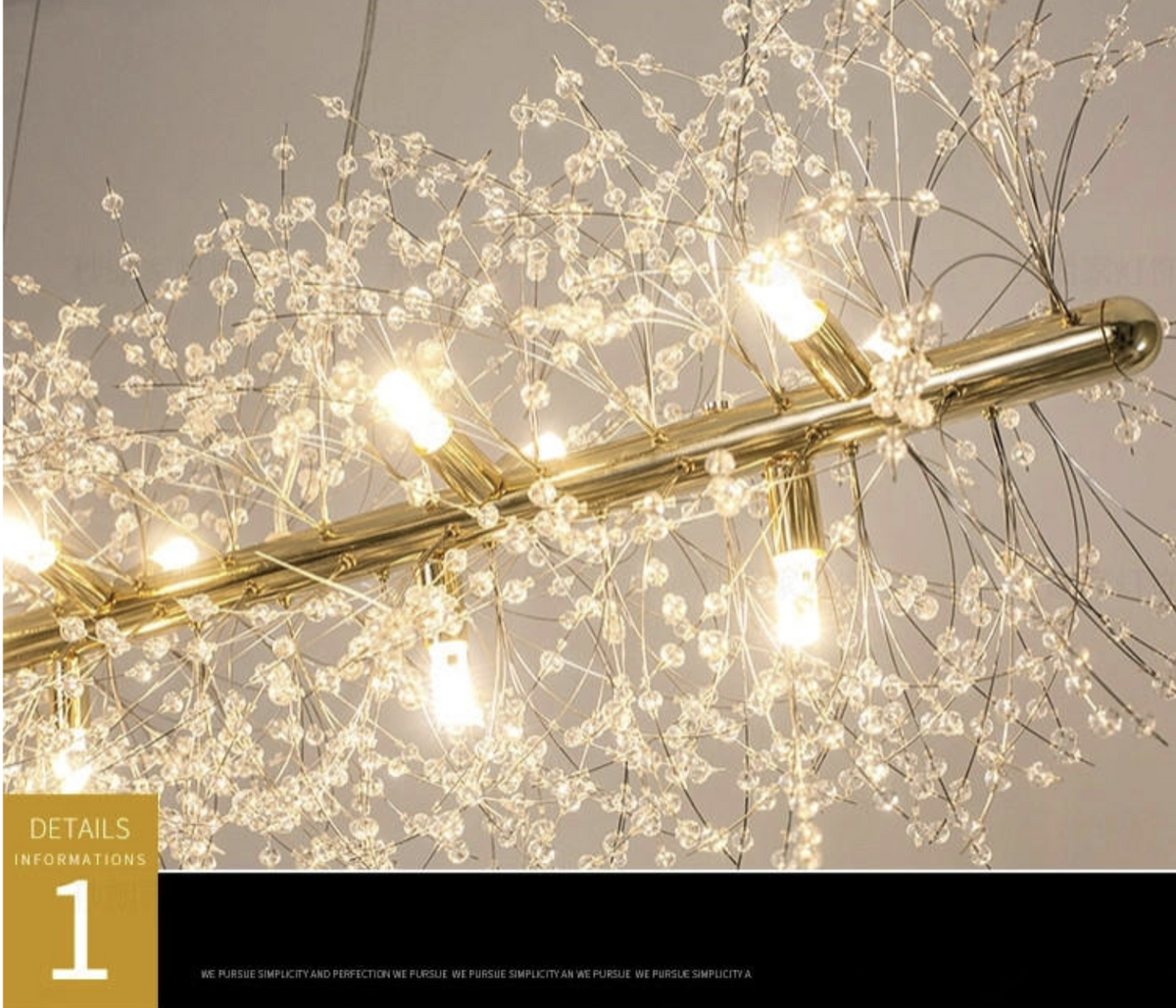 Snowflake Round/Rectangle Dandelion Branch Chandelier- Gold/Chrome/ Rose Gold - Reflect Lighting