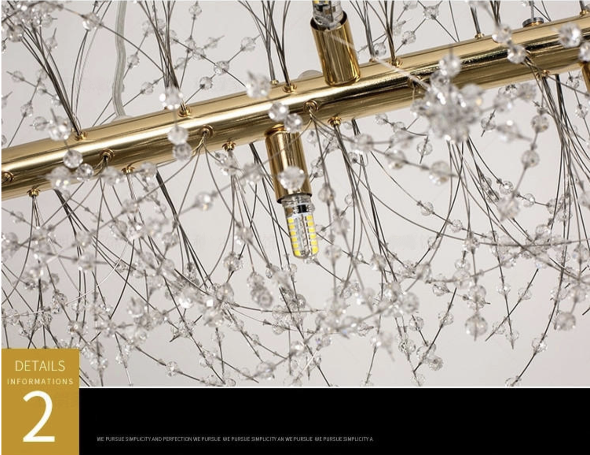 Snowflake Round/Rectangle Dandelion Branch Chandelier- Gold/Chrome/ Rose Gold - Reflect Lighting