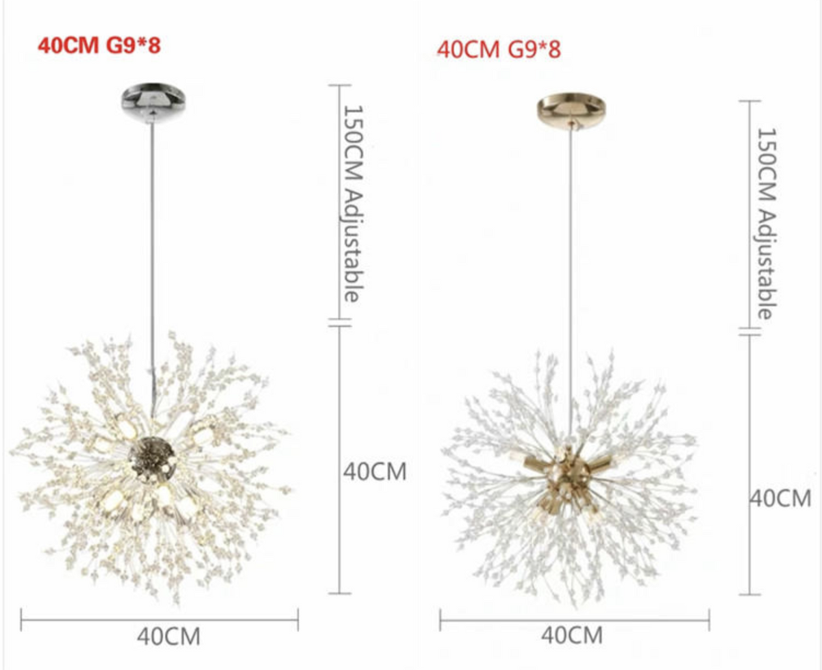 Snowflake Round/Rectangle Dandelion Branch Chandelier- Gold/Chrome/ Rose Gold - Reflect Lighting