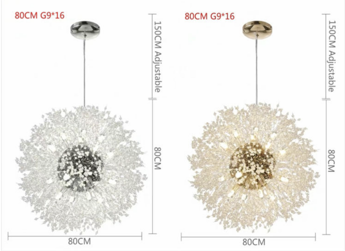 Snowflake Round/Rectangle Dandelion Branch Chandelier- Gold/Chrome/ Rose Gold - Reflect Lighting