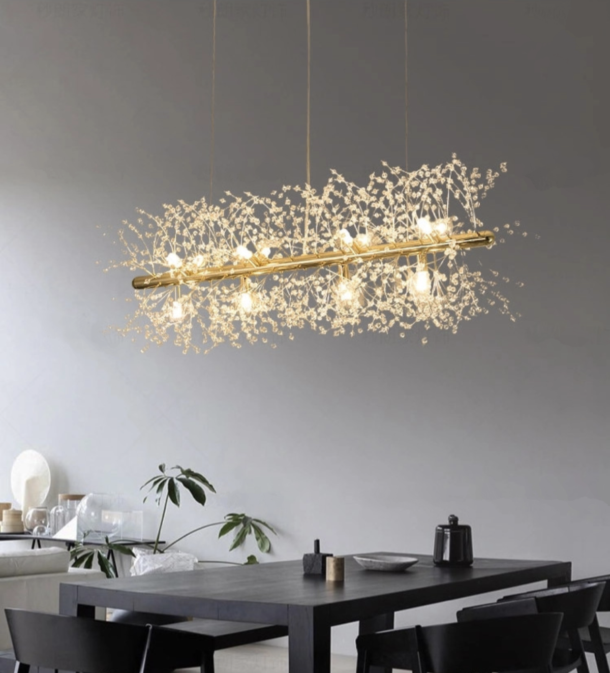 Snowflake Round/Rectangle Dandelion Branch Chandelier- Gold/Chrome/ Rose Gold - Reflect Lighting