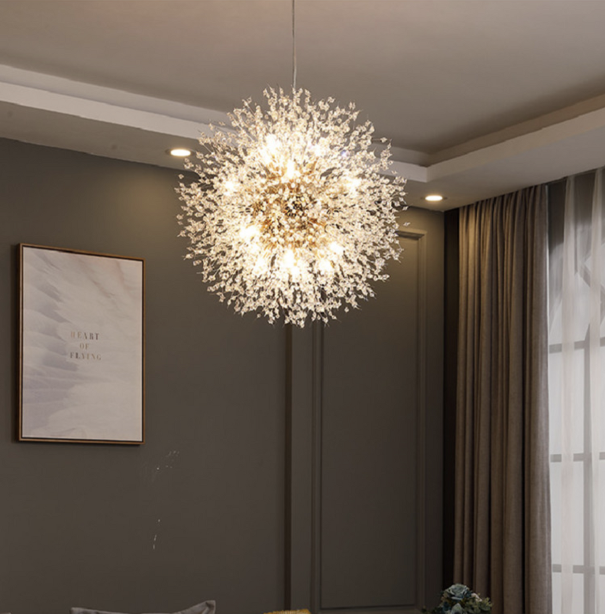 Snowflake Round/Rectangle Dandelion Branch Chandelier- Gold/Chrome/ Rose Gold - Reflect Lighting