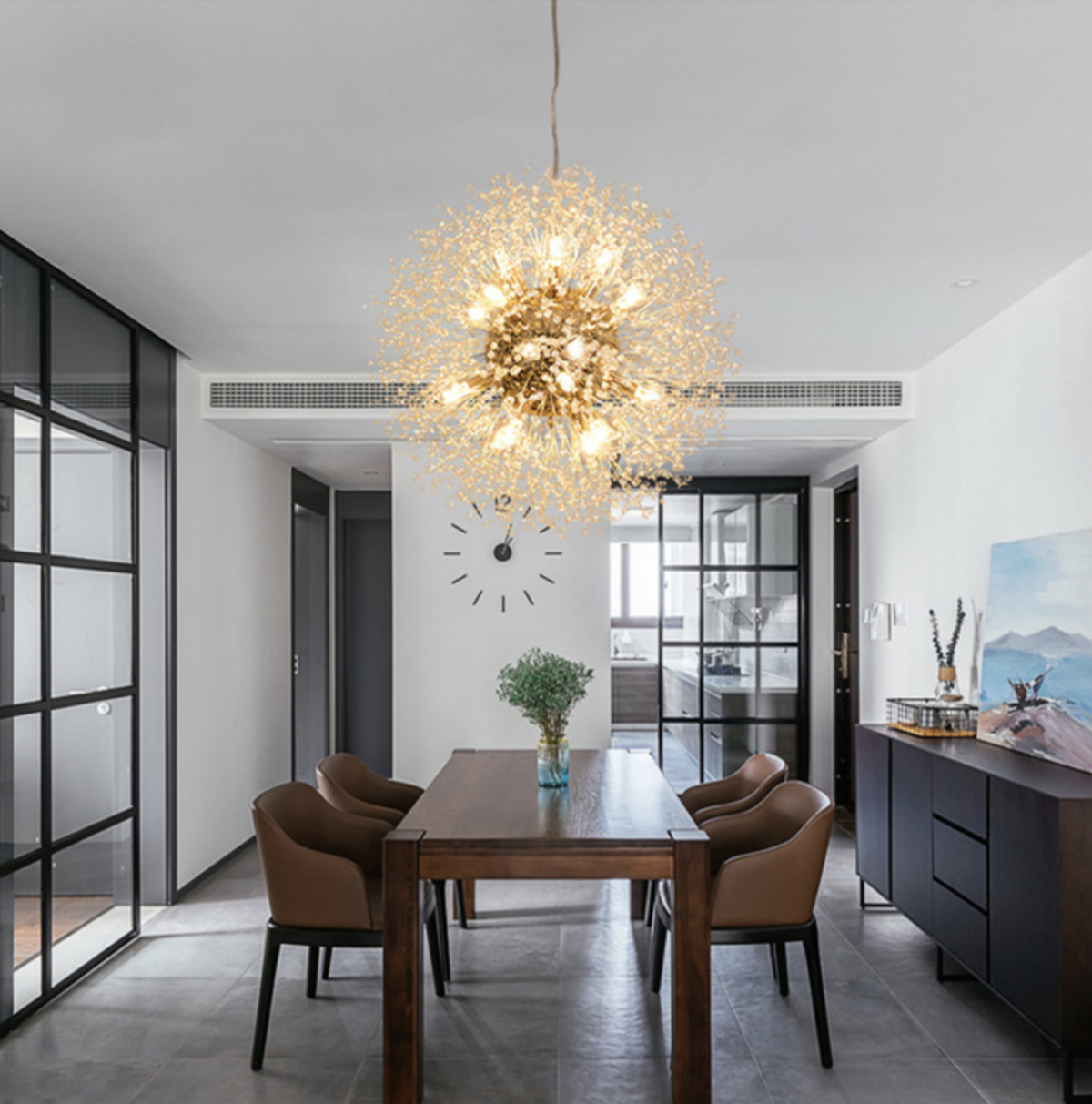 Snowflake Round/Rectangle Dandelion Branch Chandelier- Gold/Chrome/ Rose Gold - Reflect Lighting