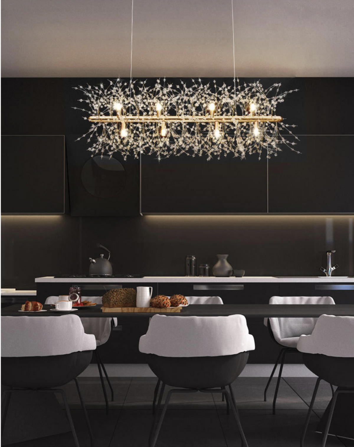 Snowflake Round/Rectangle Dandelion Branch Chandelier- Gold/Chrome/ Rose Gold - Reflect Lighting