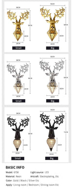 Dasher Deer Gold/Silver/Black Wall Lamp