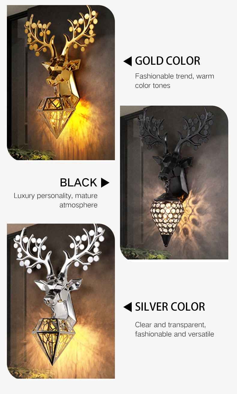 Dasher Deer Gold/Silver/Black Wall Lamp