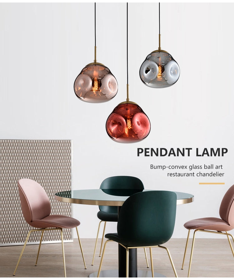 Pressley Vard Pendant Light- Smoky Grey/ Rose Gold/ Red/ Cognac - Reflect Lighting