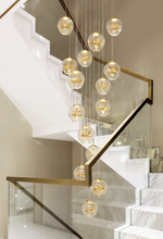 Cognac Eucalyptus Flower Crystal Staircase Chandelier - Reflect Lighting