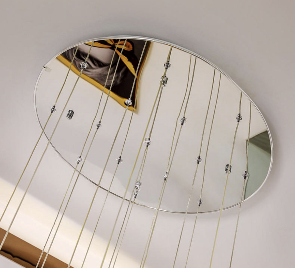 Cognac Eucalyptus Flower Crystal Staircase Chandelier - Reflect Lighting