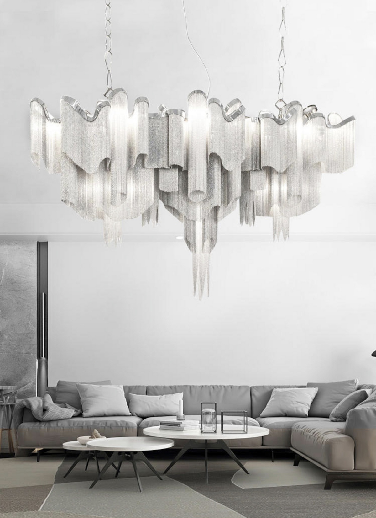 Jaeden Keefe Chrome Tassel Chain Chandelier - Reflect Lighting