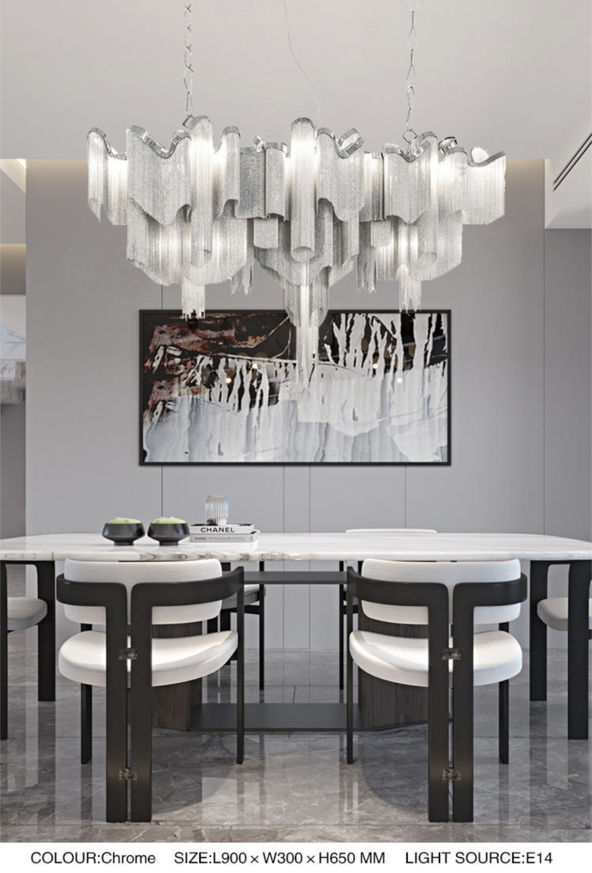 Jaeden Keefe Chrome Tassel Chain Chandelier - Reflect Lighting