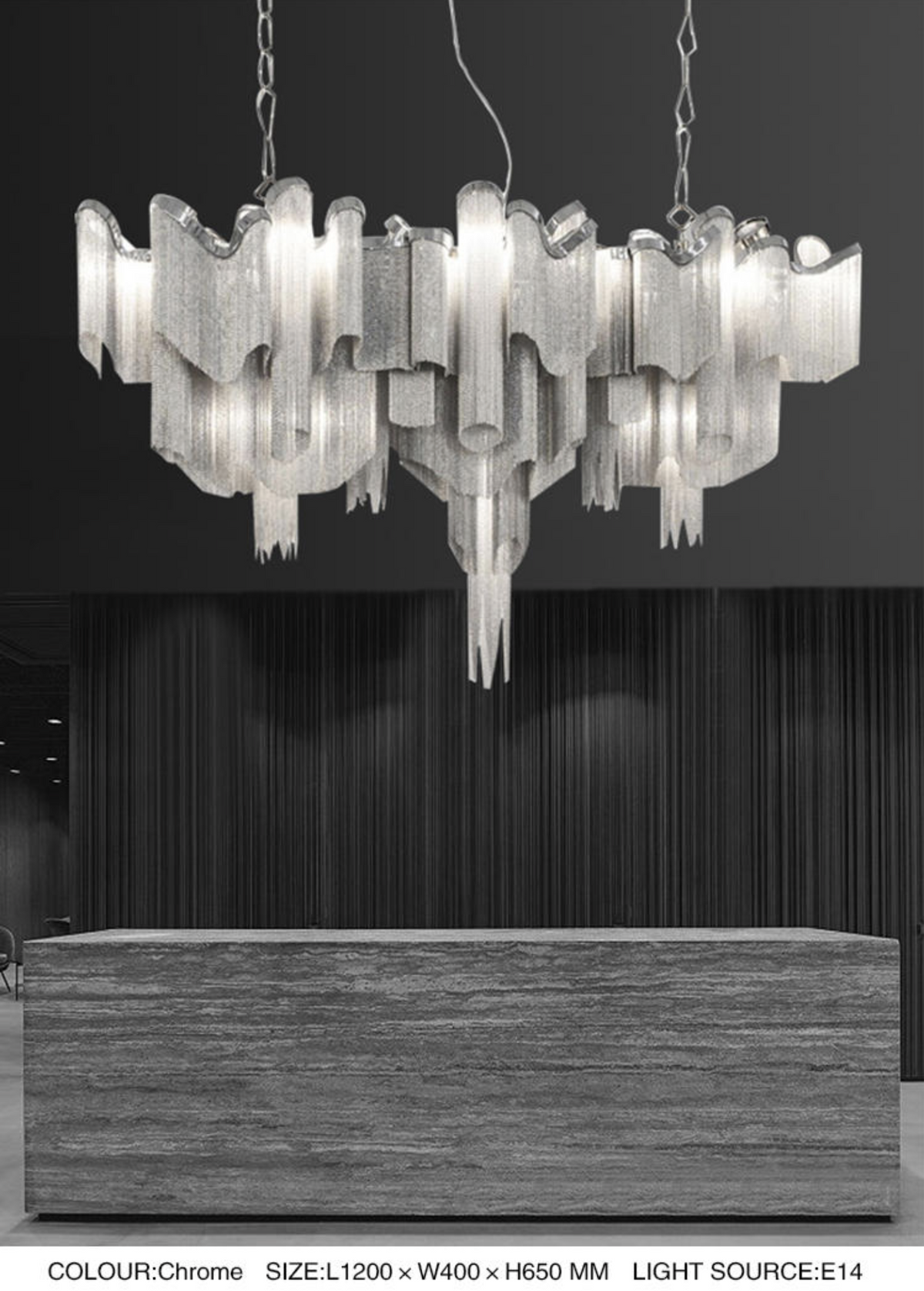 Jaeden Keefe Chrome Tassel Chain Chandelier - Reflect Lighting