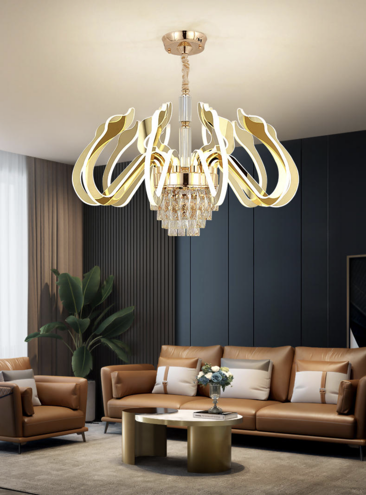 Susanna Selig Gold Mirror LED crystal Chandelier - Reflect Lighting