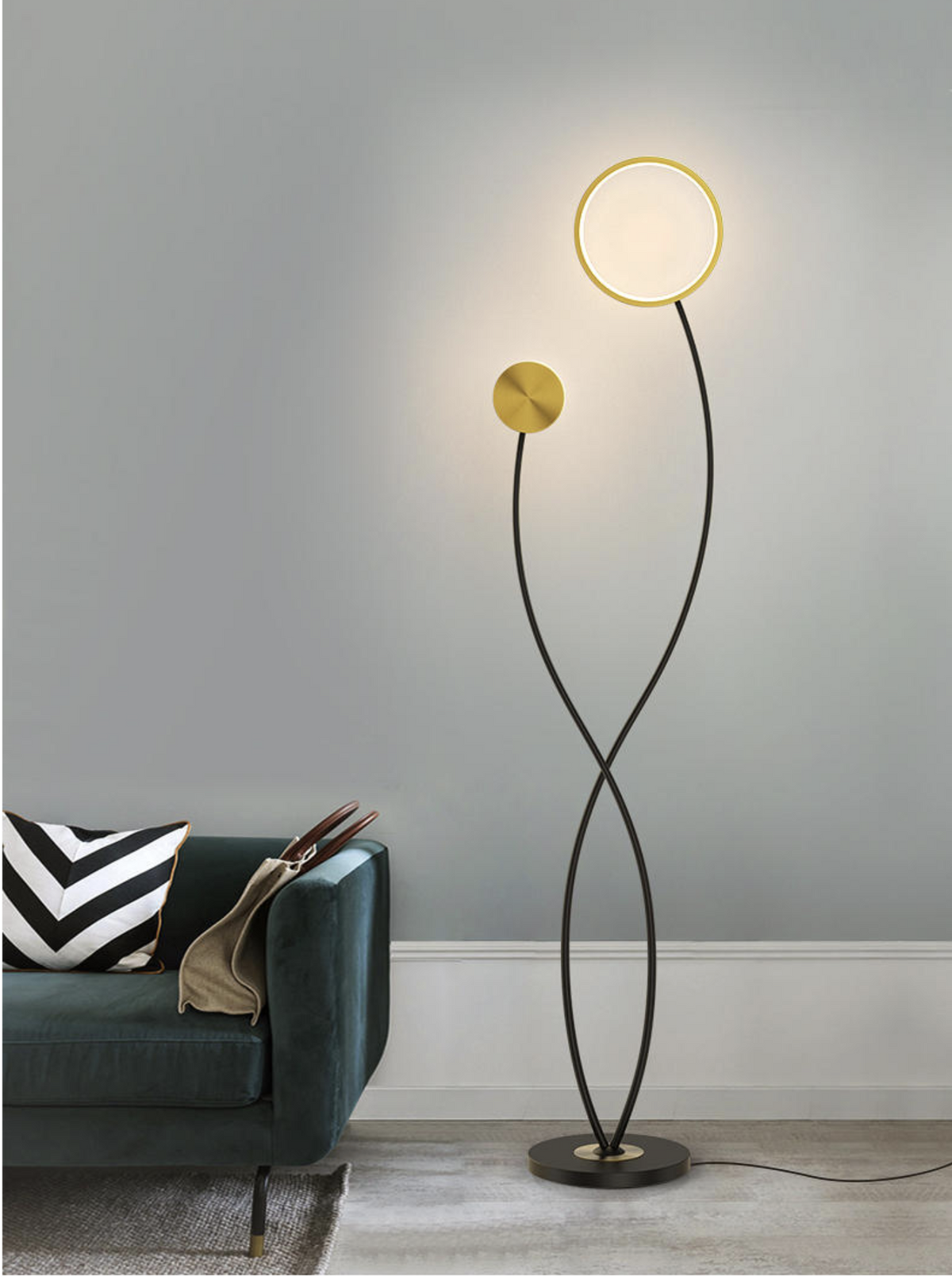 Estela Black & Gold LED Floor Lamp - Reflect Lighting